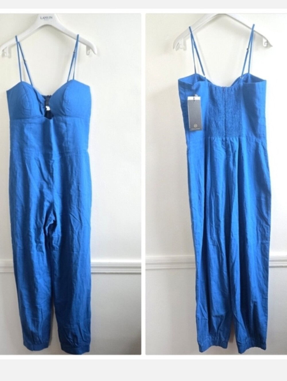 The ViX Paula Hermanny Solid Tuane DTL Jumpsuit in Blue Ocean is a luxury resort